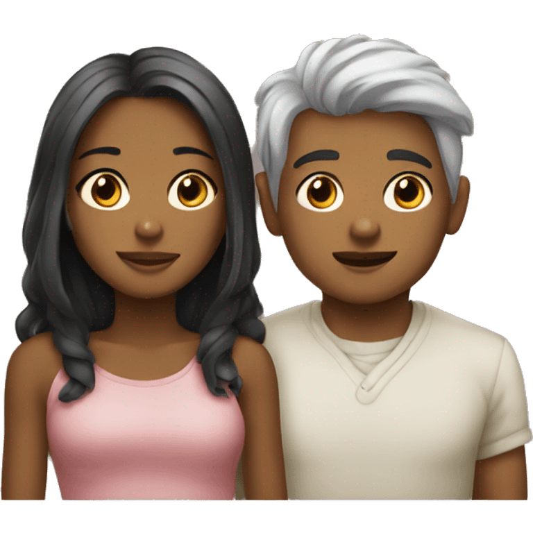 Girl and boy lie emoji