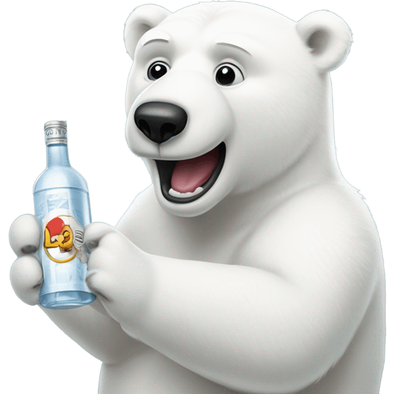 A polar bear drinking vodka emoji