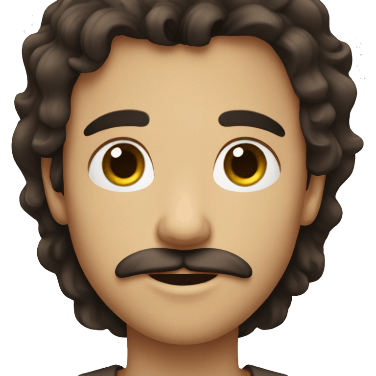 dark brown long hair boy with small moustache emoji