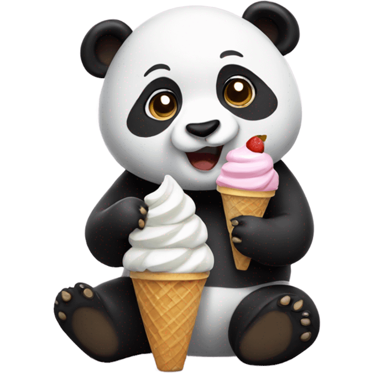 Panda eating ice cream emoji