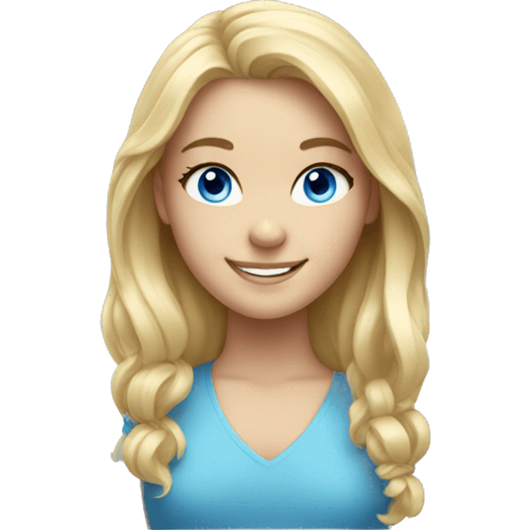 smiling blonde girl portrait blue eyes emoji