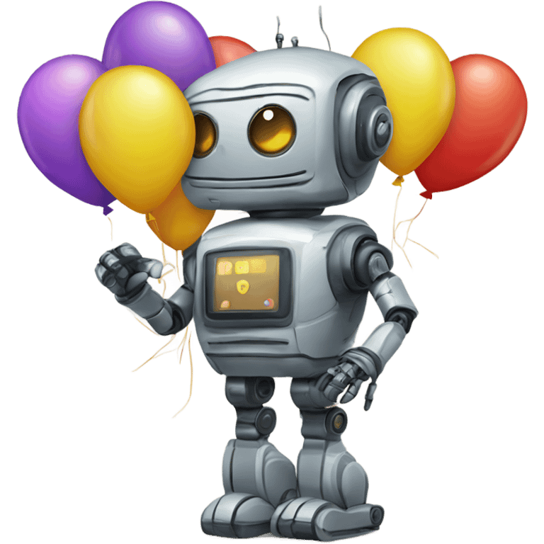 robot with balloons emoji