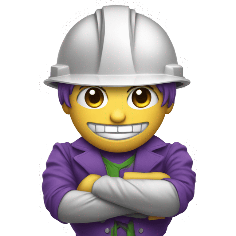 Cute joker with crossed arms with construction helmet emoji