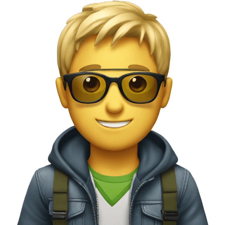 Sunglasses with smart boy  emoji