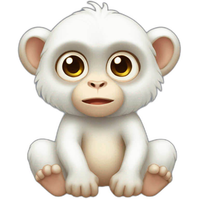 white monkey kawaii emoji