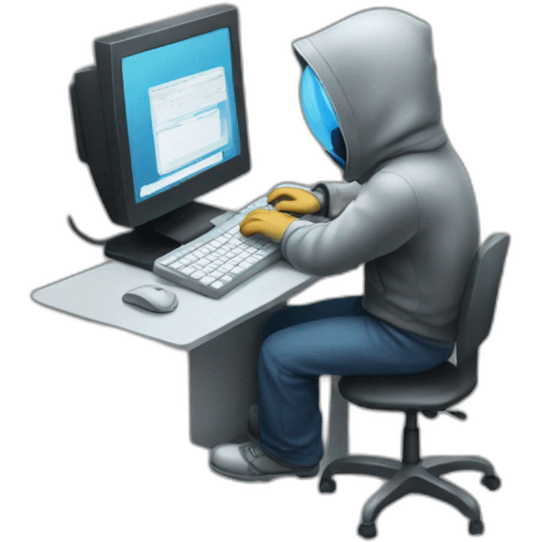 Hacker typing on a computer emoji