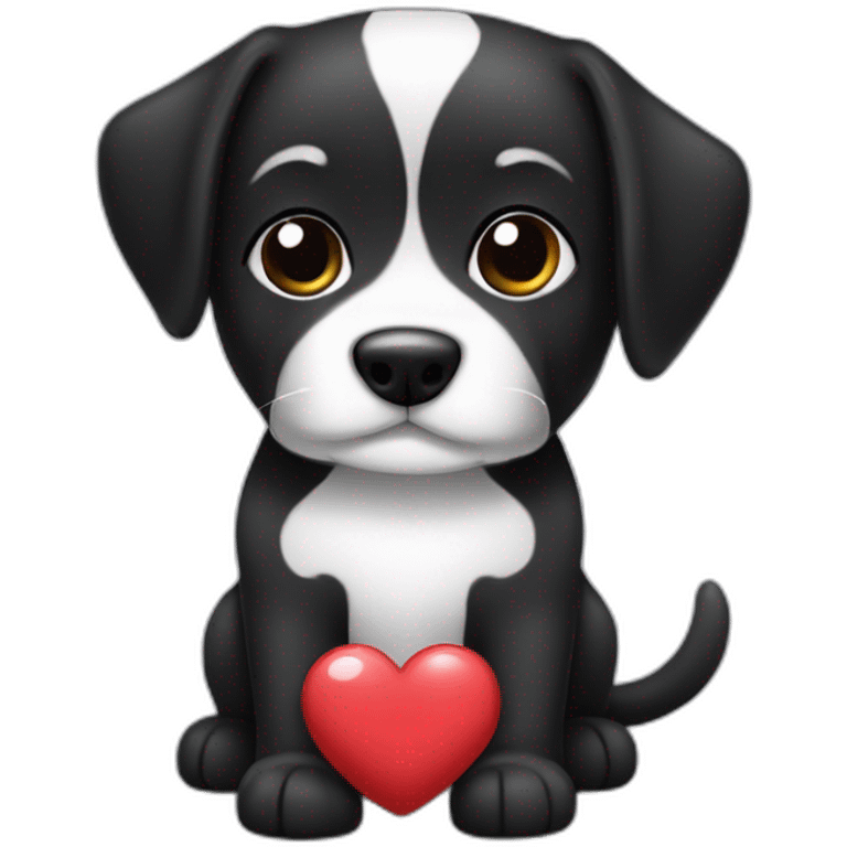 Perrita negra con mancha de corazon blanco en el pecho emoji