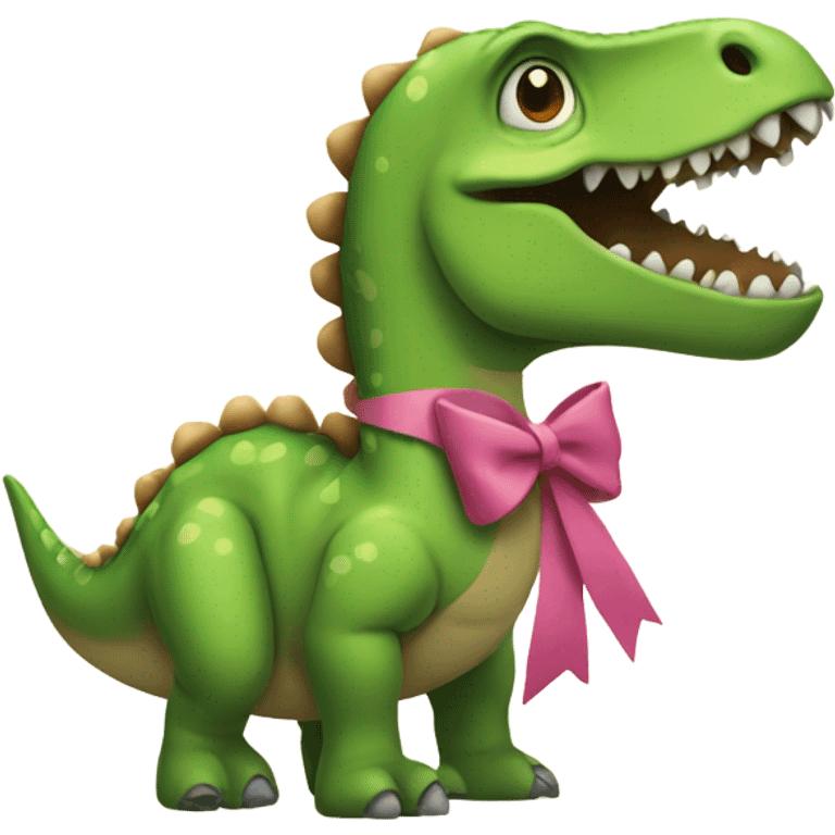 Dinosaur wearing a bow emoji