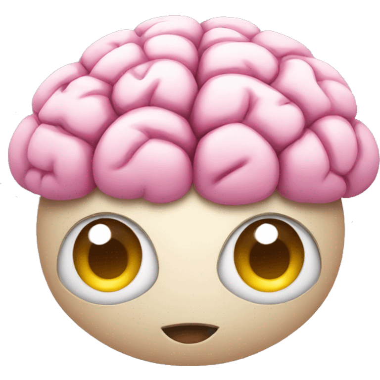 Cute brain with eyes and mouth emoji