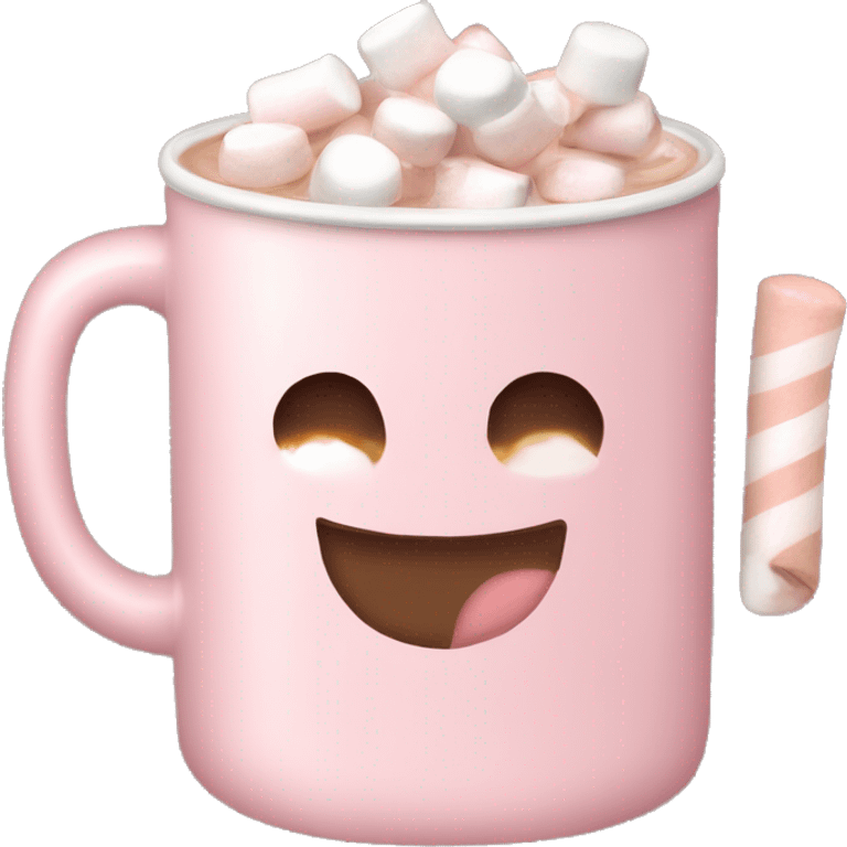 Light Pink mug of hot chocolate with marshmallows  emoji