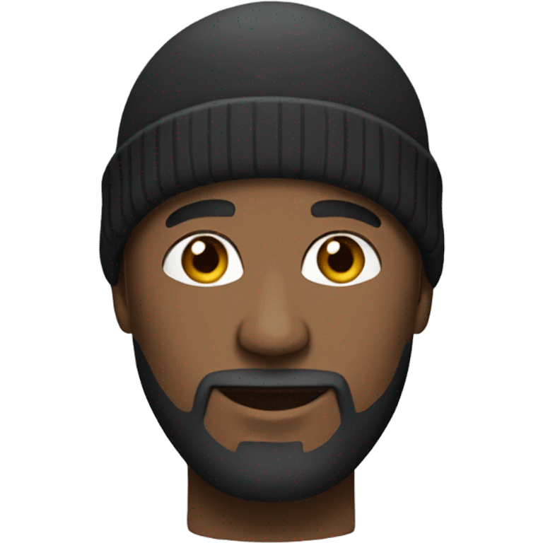 Black bald man with a beard and beanie emoji