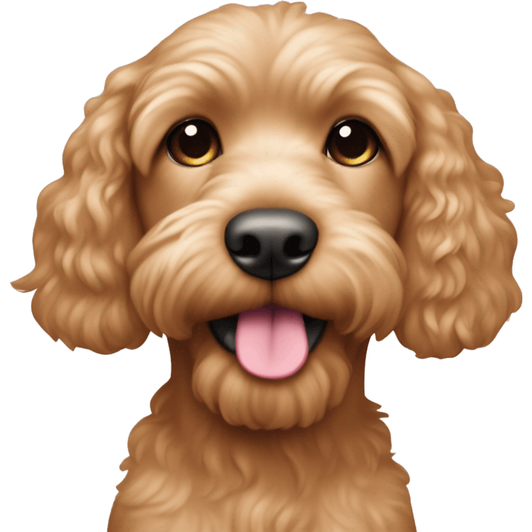 Very cute apricot colored cockapoo with a pink colored nose emoji