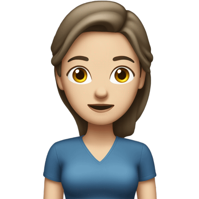 White brunette woman with hands on hips emoji