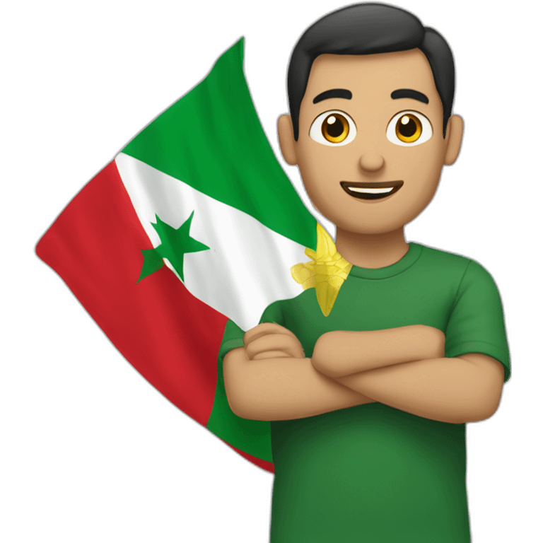 Homme avec drapeau Algérie dans la main emoji