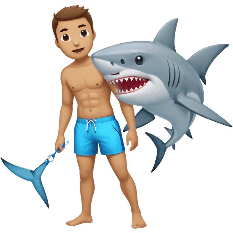 man with a shark  emoji