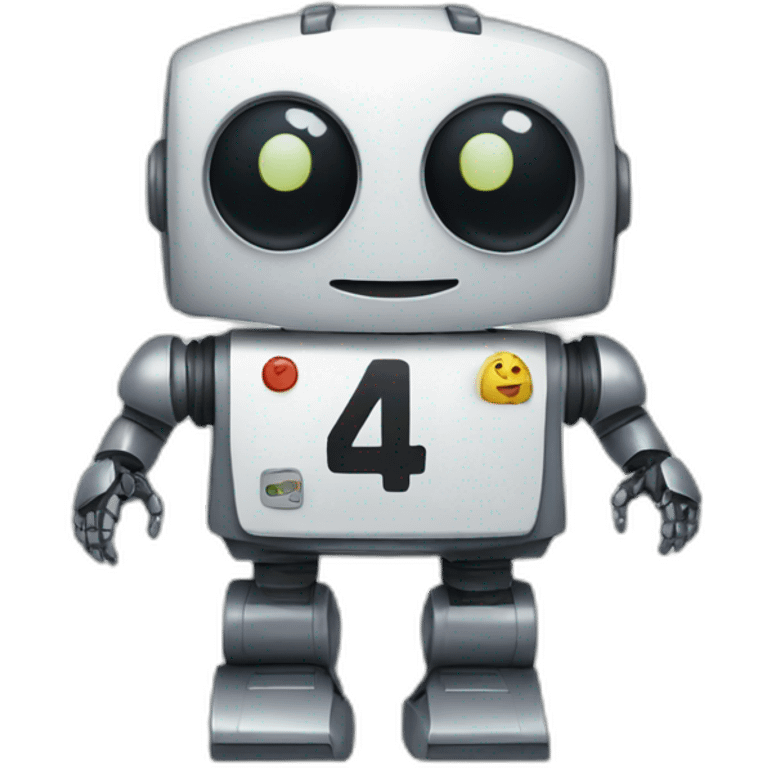 robot with a blouse with the number 4 written on it emoji