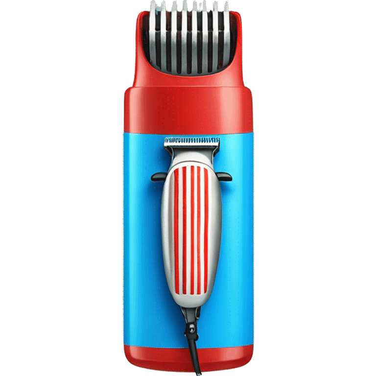 hair clipper with a barber pole near blue present box with red bow emoji