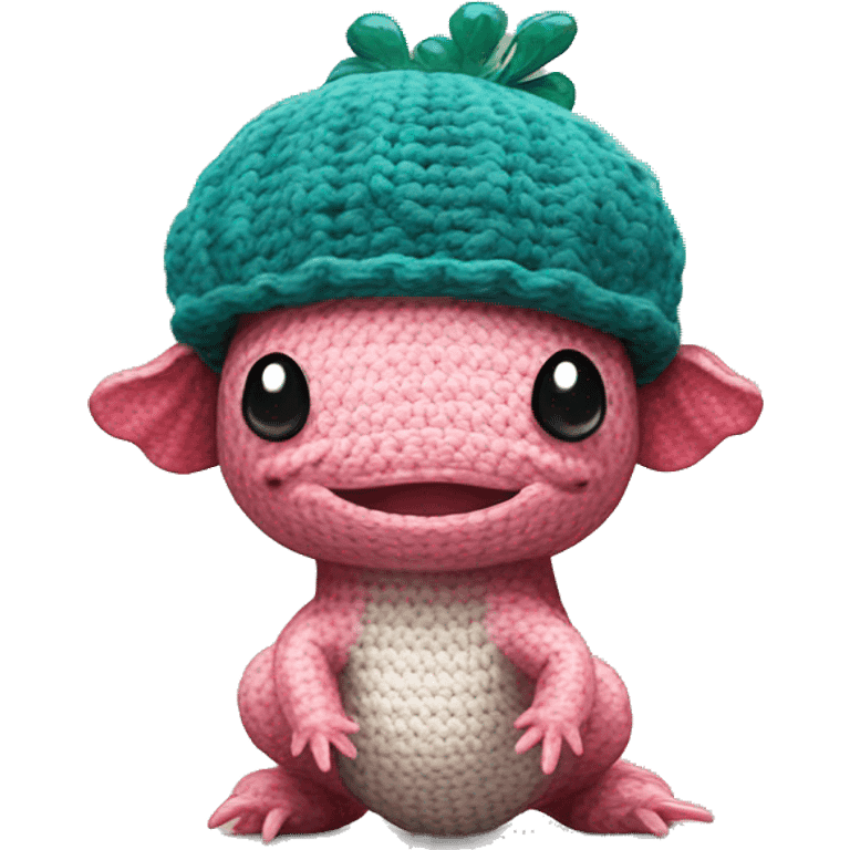 cute axolotl in crochet hat emoji