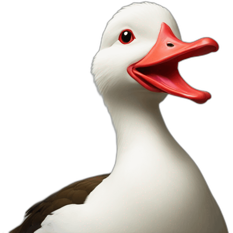 Muscovy Duck with a red face emoji