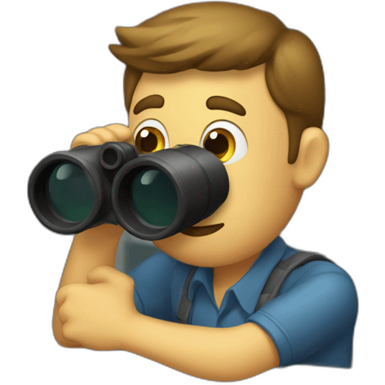 man with binoculars from window emoji