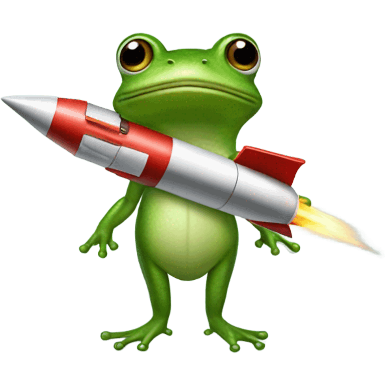 Frog with a rocket attached to his back emoji