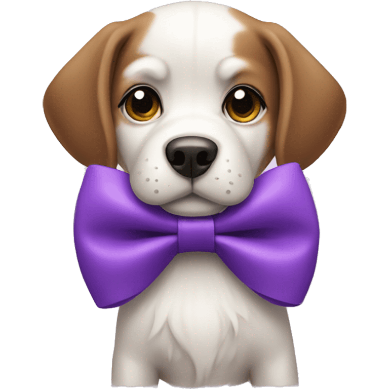 dog wearing a purple bow emoji