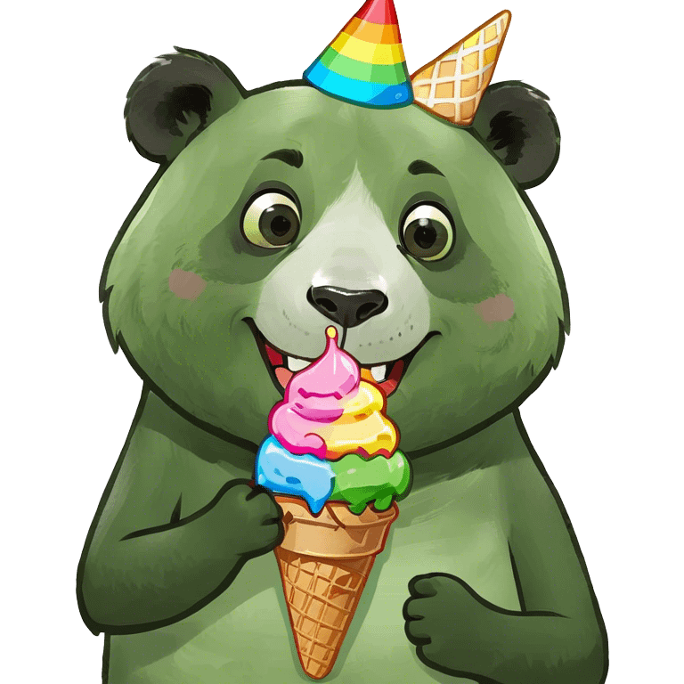 Panda eating ice cream emoji