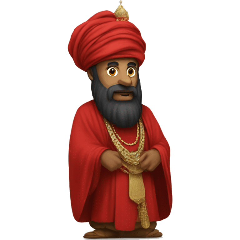 A caliph with big turban and red clothes emoji