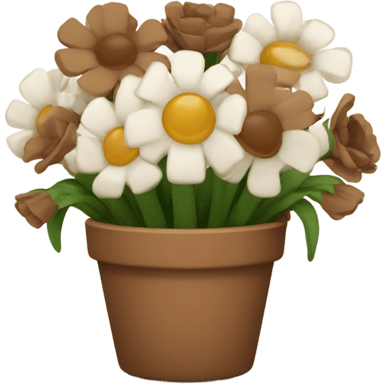 bouquet of brown and white flowers in a pot emoji