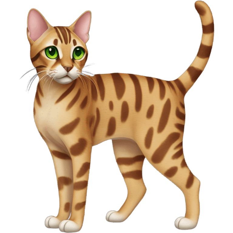 Full Body Bengal Cat With Green Eyes emoji