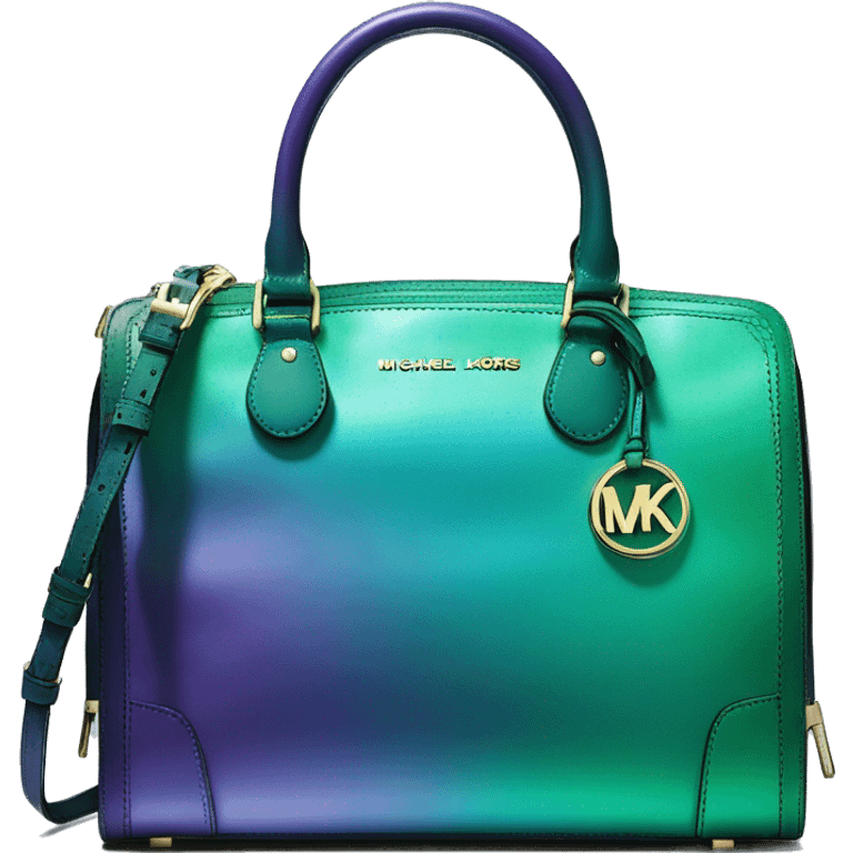 Realistic metallic purple blue green ombre Michael kors satchel purse.  emoji