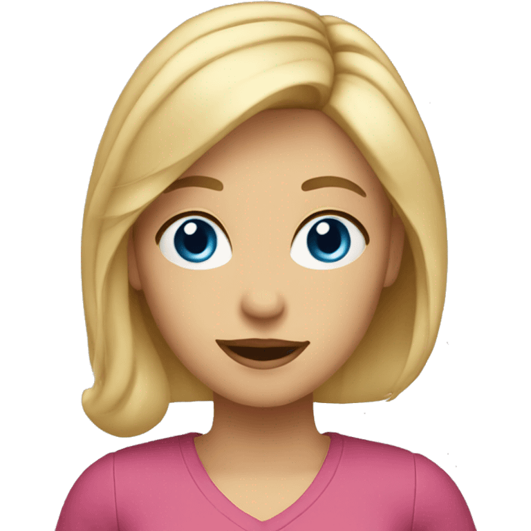 A blond girl around 37 years old, blue eyes and is a loud elementary teacher emoji