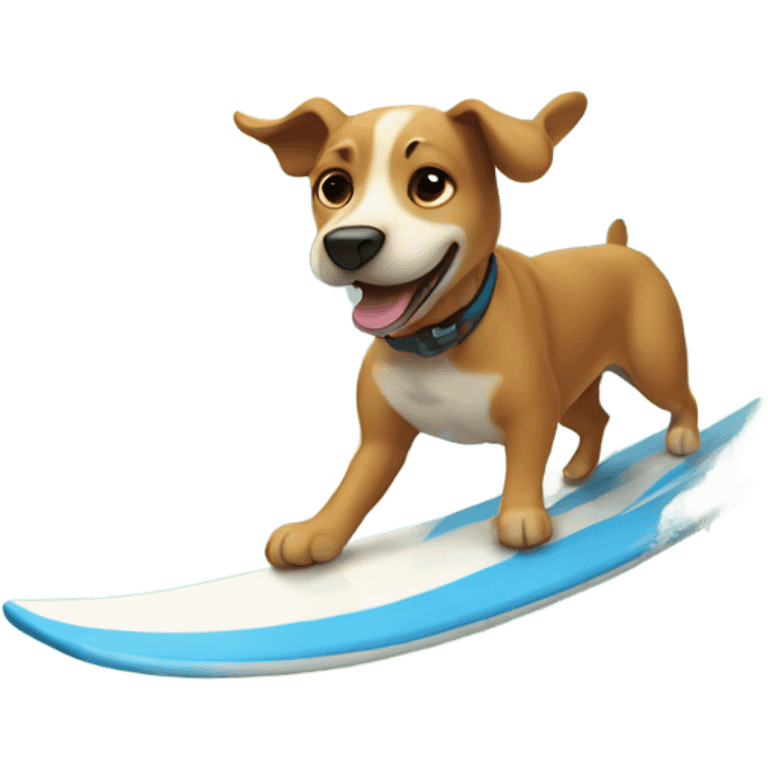 A dog surfing a wave in the summer emoji