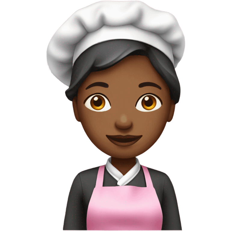 female Nigerian chef with pink apron emoji