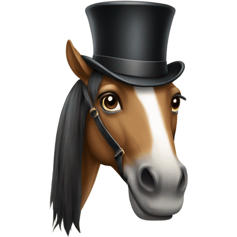 A horse wearing a vest and a top hat emoji