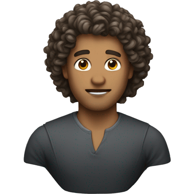 Man with curly hair with a sharp chin emoji