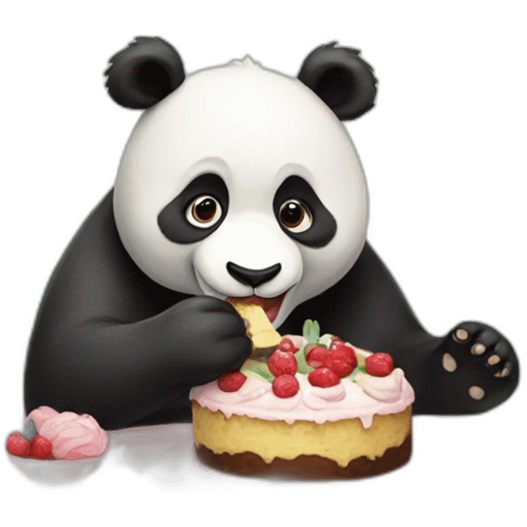 Panda eating cake emoji