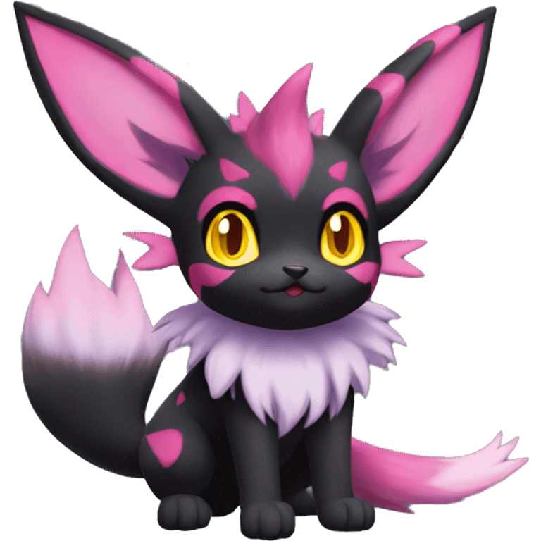 Shiny Dark Eevee-Litten-Espeon-Zorua-Torracat-fusion-hybrid full body emoji