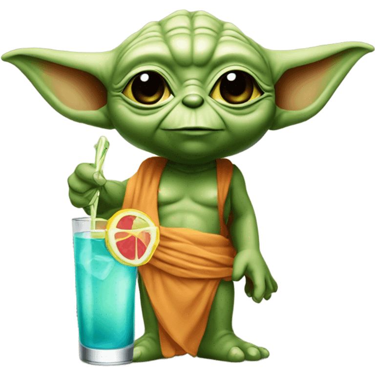 Yoda with a martini in a bikini emoji