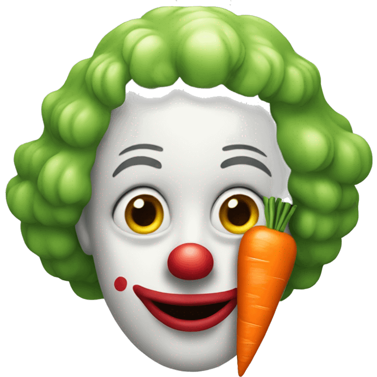 Clown with a carrot in the mouth emoji