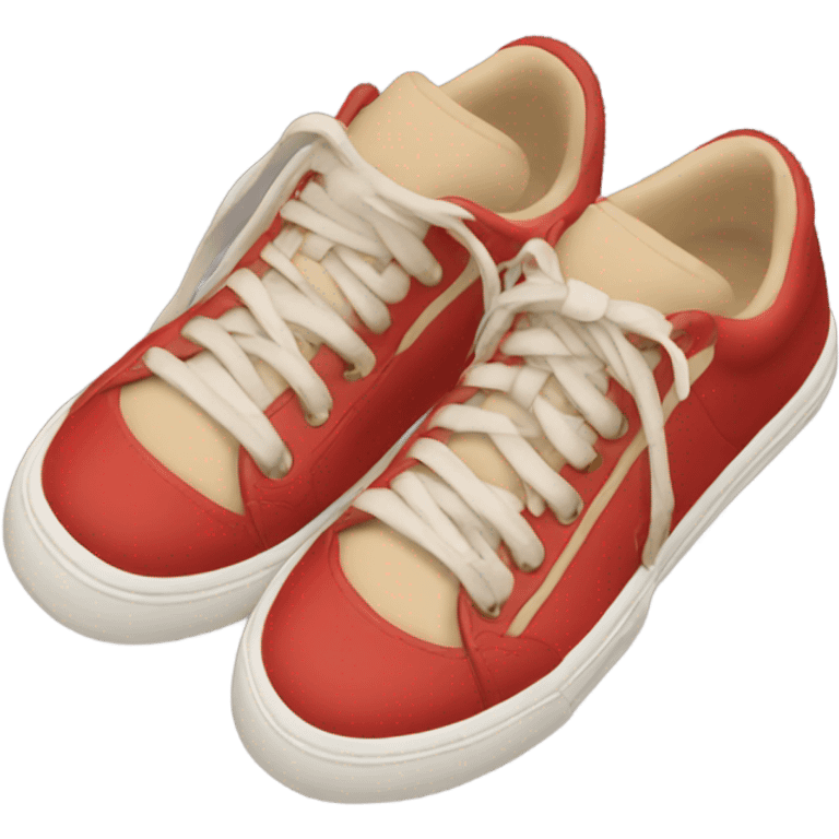 red and beige sneakers on feet emoji