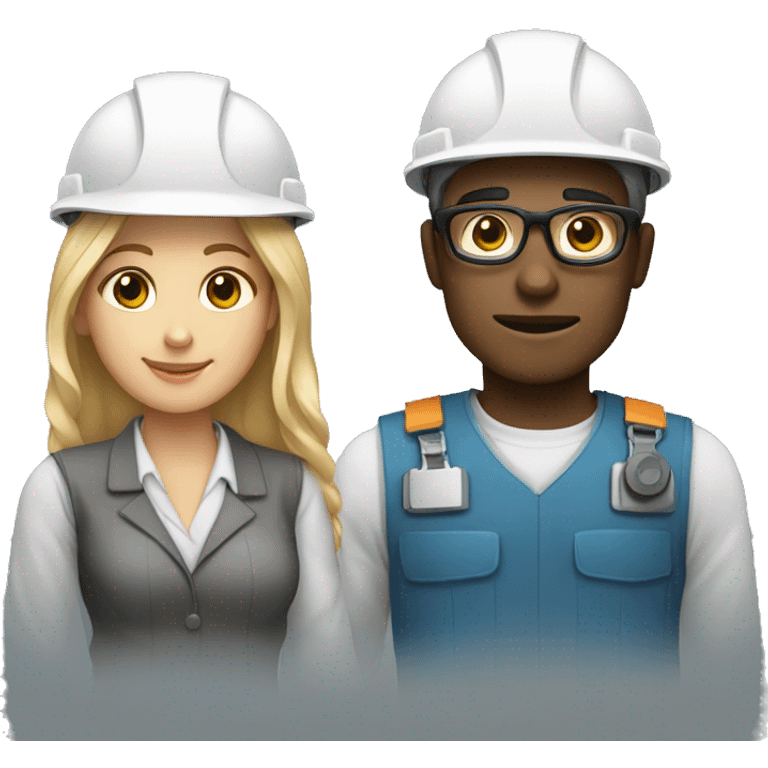 two architects or engineers a man and a woman, dark and white skin emoji