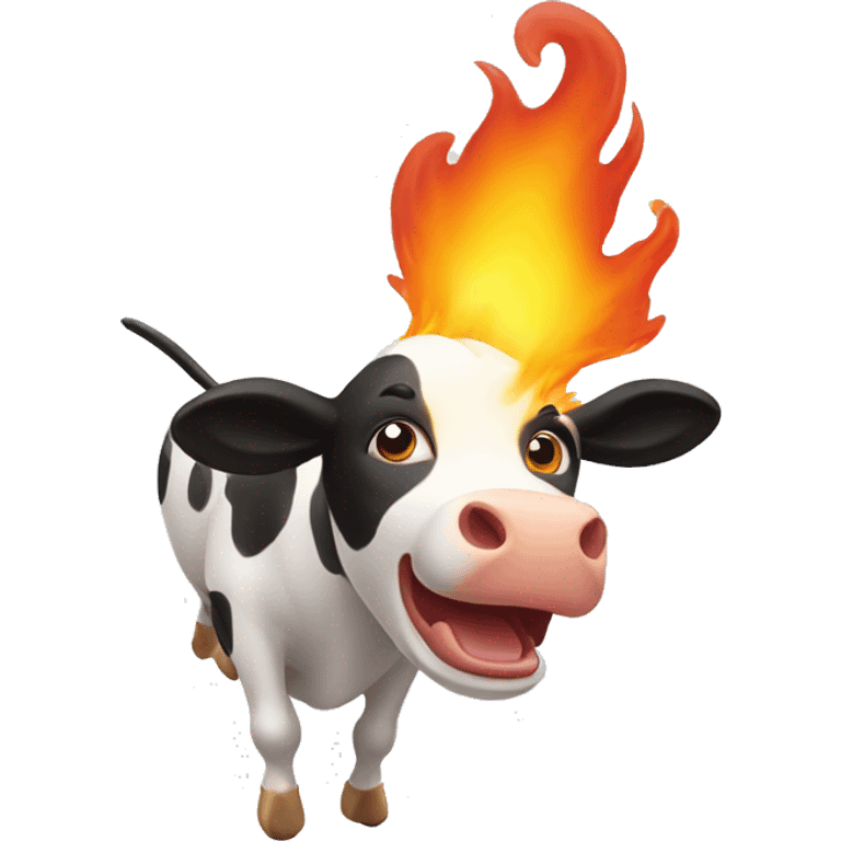 flying cow breathing fire from its mouth emoji