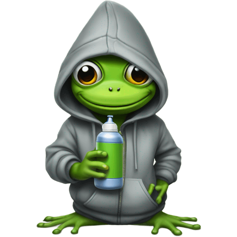 Hot female Frog in a hoodie with a spray can graffiti  emoji