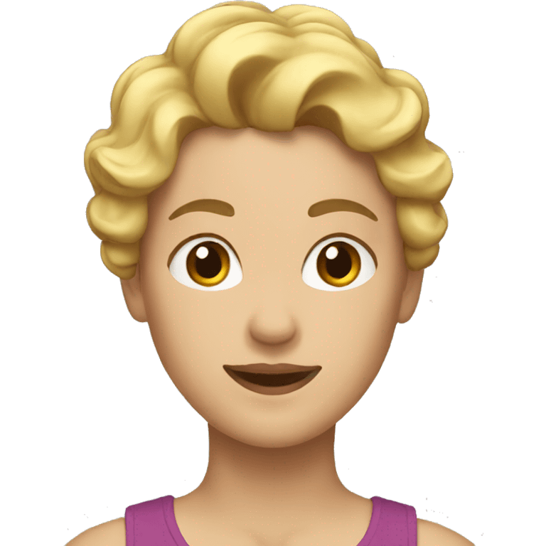 woman with short curly blonde hair running  emoji