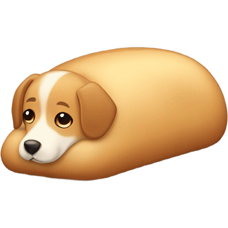 Dog laying down, looking like a loaf of bread ￼ emoji