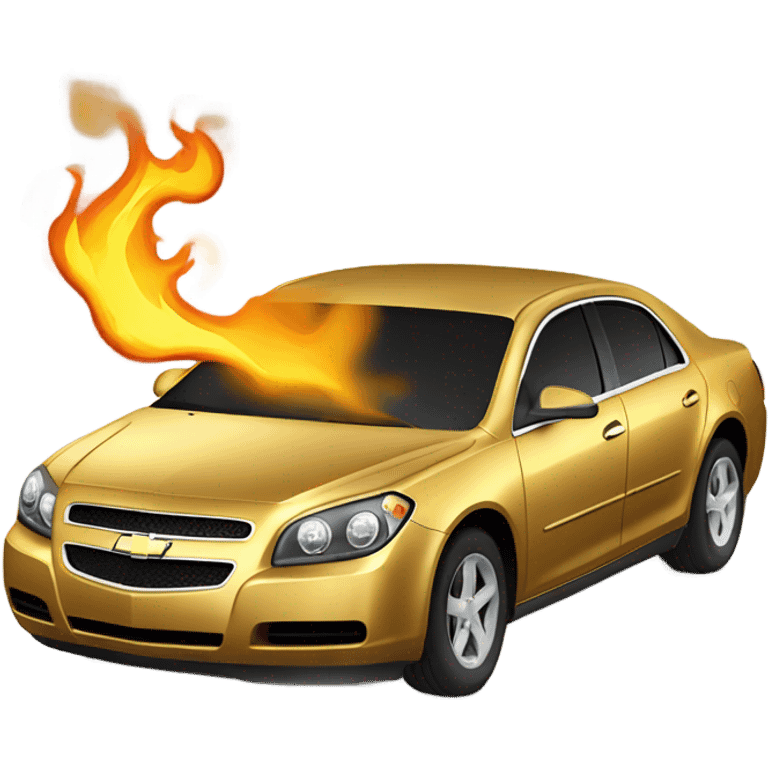 Gold 2008 Chevy Malibu on fire emoji