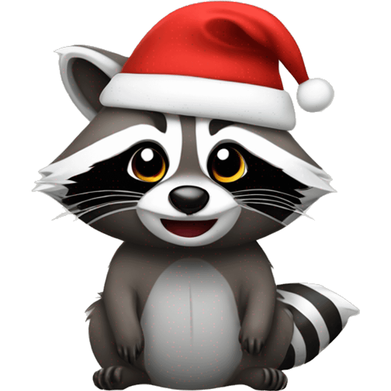 raccoon with Christmas hat emoji