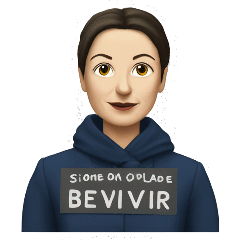 Simone de bevoir with sign with her name emoji