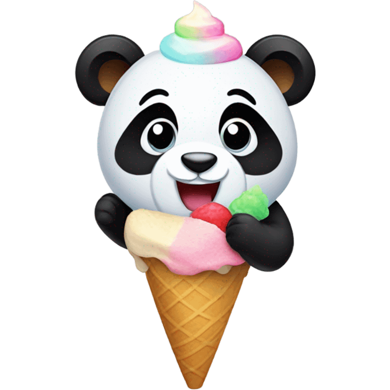 Panda eating ice cream emoji